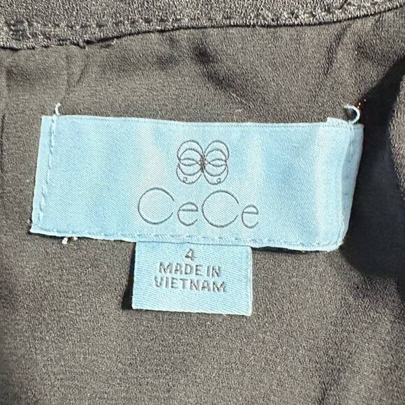 CeCe Mini Dress Women's 4 Black Bow Neck Short Sleeve Flounce NWOT - Picture 7 of 10